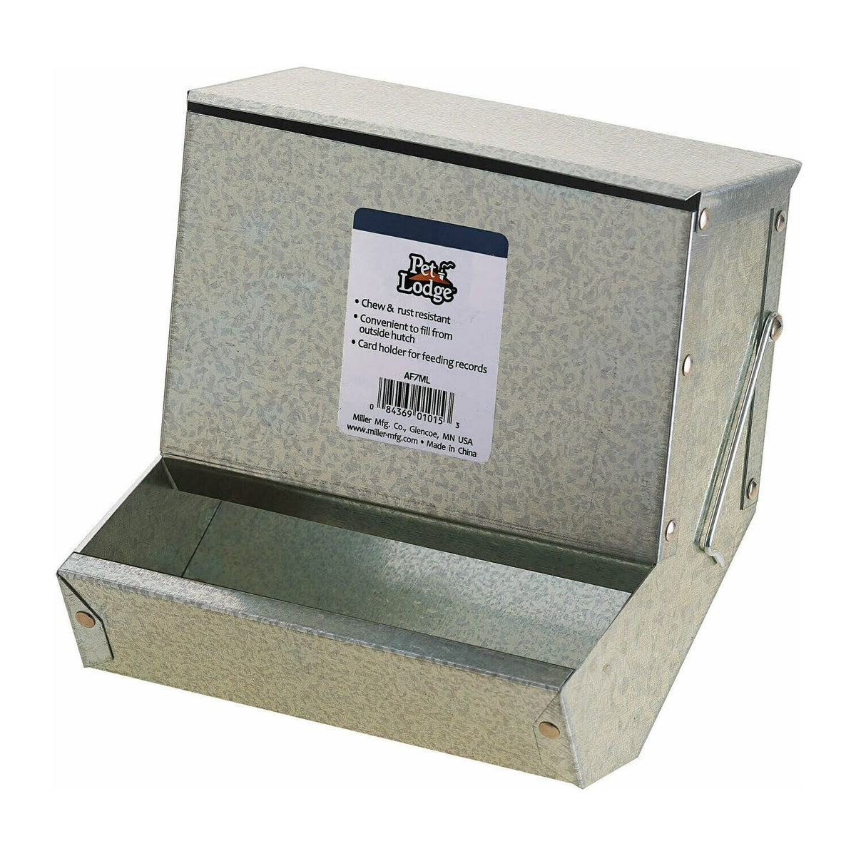 7" Metal Small Animal Feeder with Lid