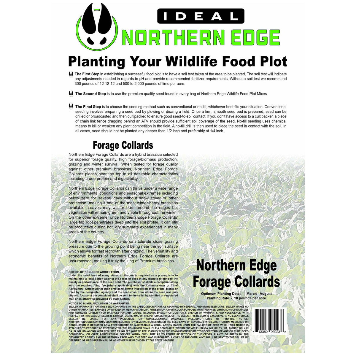 2.5 Lbs. IDEAL Northern Edge Forage Collards Food Plot Mix