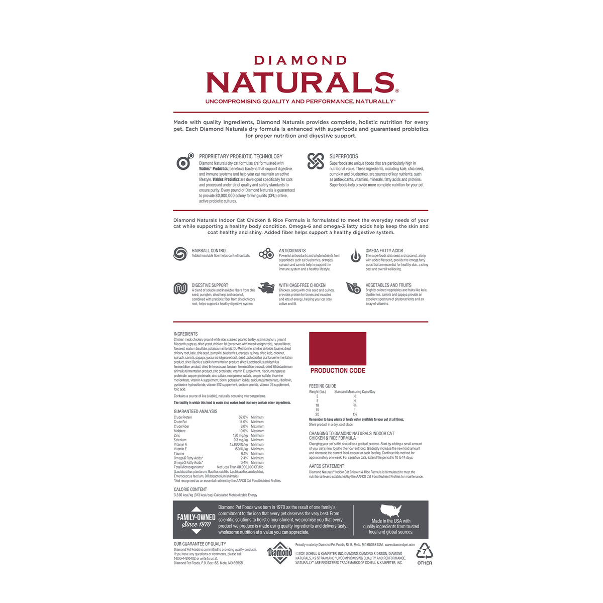 18LB Diamond Naturals Premium Real Meat Recipe Dry Indoor Cat Food