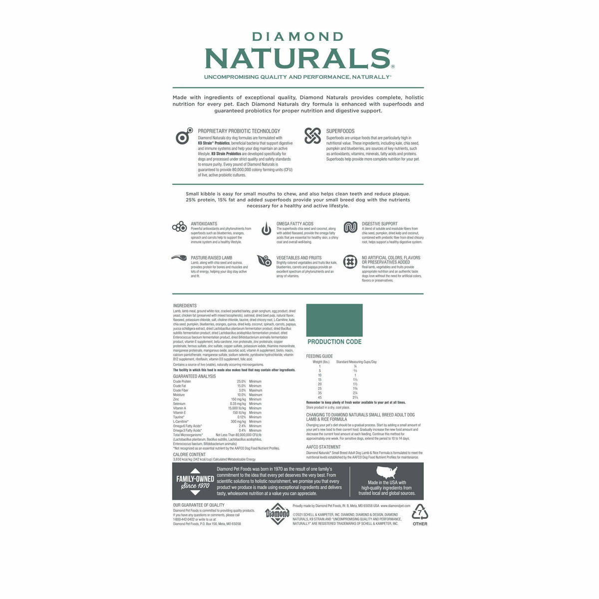 Diamond Naturals Small Breed Lamb & Rice Adult Dog Food