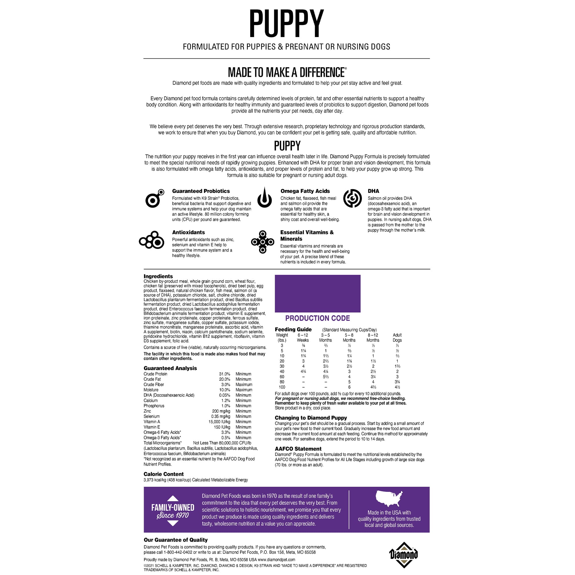 8 Lb Diamond Puppy Dog Food Standish Milling Company