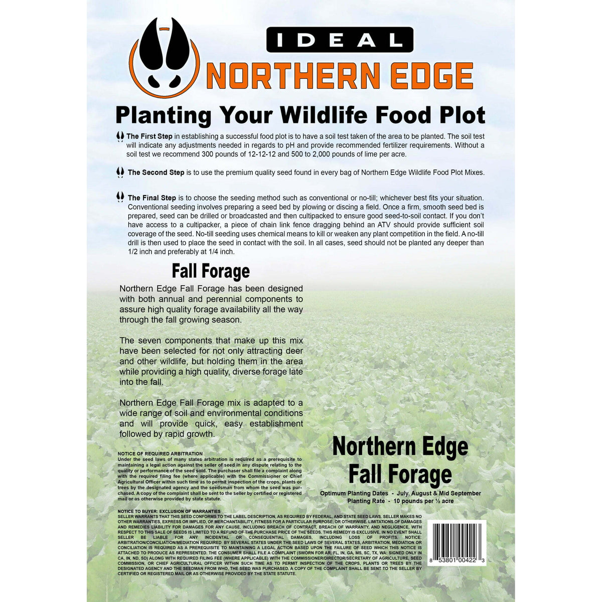 10Lb Ideal Northern Edge Fall Forage Food Plot Mix