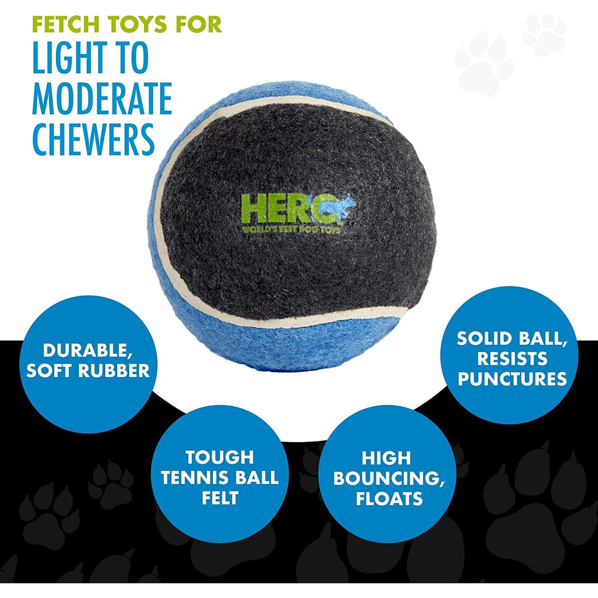 Hero Action Tennis Ball 3.5in: Durable Rubber Fetch Toy for Energetic Dogs