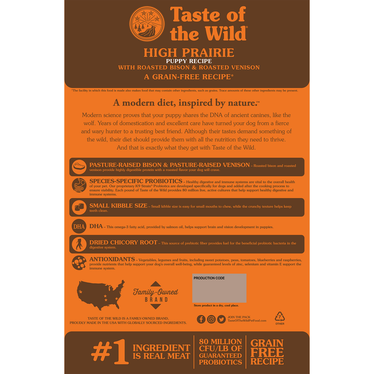 Taste of the Wild High Prairie Puppy Formula Grain-Free Dry Dog Food