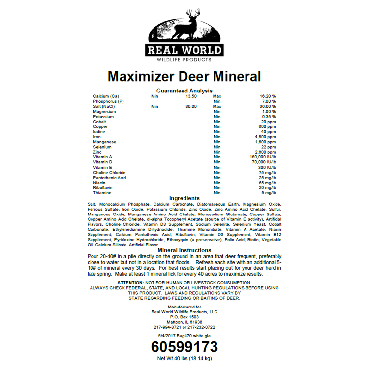40 Lb Real World Maximizer Deer Mineral