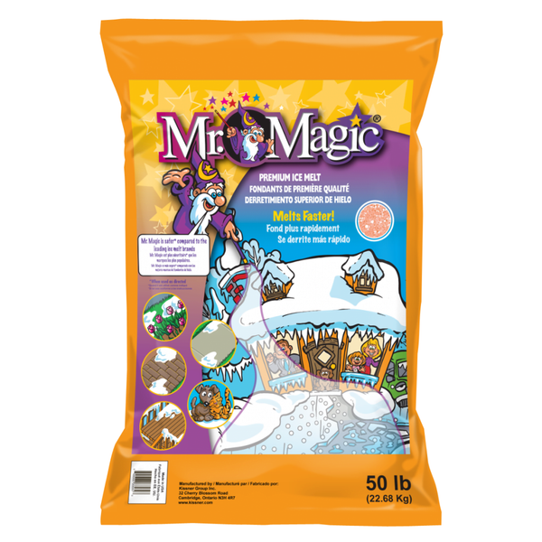 Mr. Magic Premium Ice Melter - 50# Bag Fast-Acting Formula for Effective Ice Removal on Driveways and Walkways