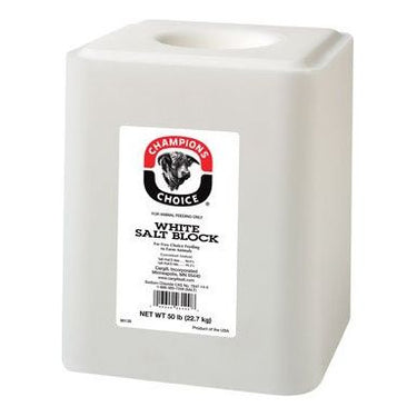 Champion's Choice White Salt Block - 50.0 lbs - Premium Livestock Mineral Supplement for Vital Health
