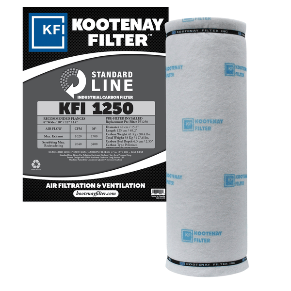 KFI1250 Standard Line Carbon Filter - High-Capacity 1020 CFM, Virgin Activated CKV-4 Carbon, Multiple Flange Sizes | Handmade in North America