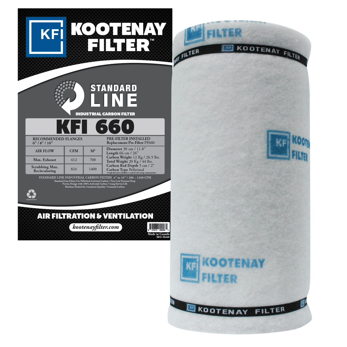 Kootenay Filter (KFI) 660 High-Efficiency Carbon Filter