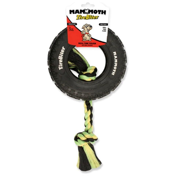 Mammoth Small 3.75in. Tire Biter With Rope Dog Toy