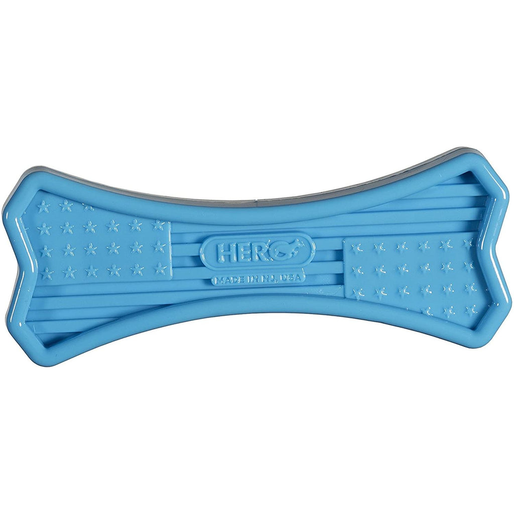 Hero USA Large Blue Bone Rubber Dog Toy Durable Chew Toy for Large D