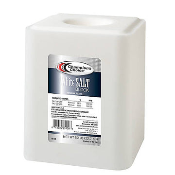 Champion's Choice White Salt Block - 50.0 lbs - Premium Livestock Mineral Supplement for Vital Health