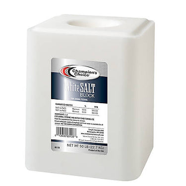 Champion's Choice White Salt Block - 50.0 lbs - Premium Livestock Mineral Supplement for Vital Health